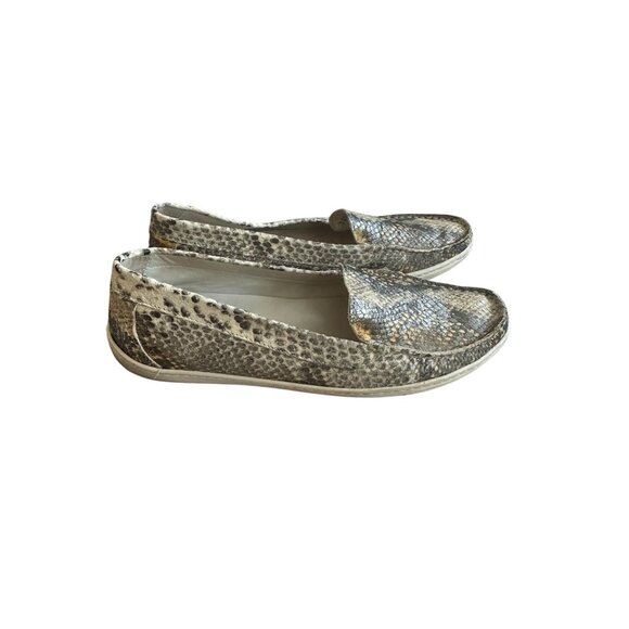 AGL Women's Snake Print Leather Loafers Flats Size 7 / 37 - Picture 2 of 8
